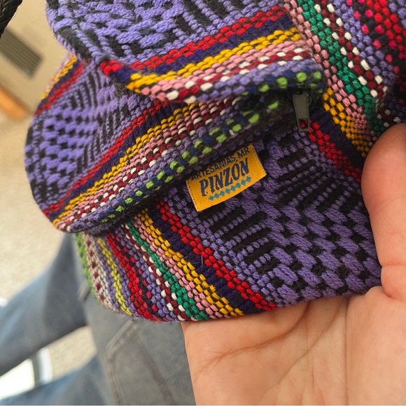 Pinzon Mexican woven mini backpack purple multi - Picture 7 of 14
